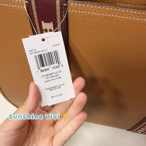 NWT COACH Large Smith Tote Pebble Leather CM716 Penny Multi Brown - Picture 6 of 13